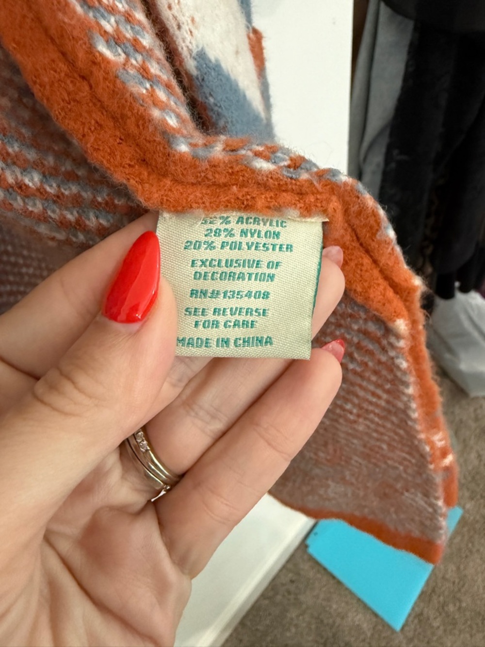 EUC Rockin C Tribal Pattern Open-Front Cardigan - Rust Blue White - Picture 5 of 8